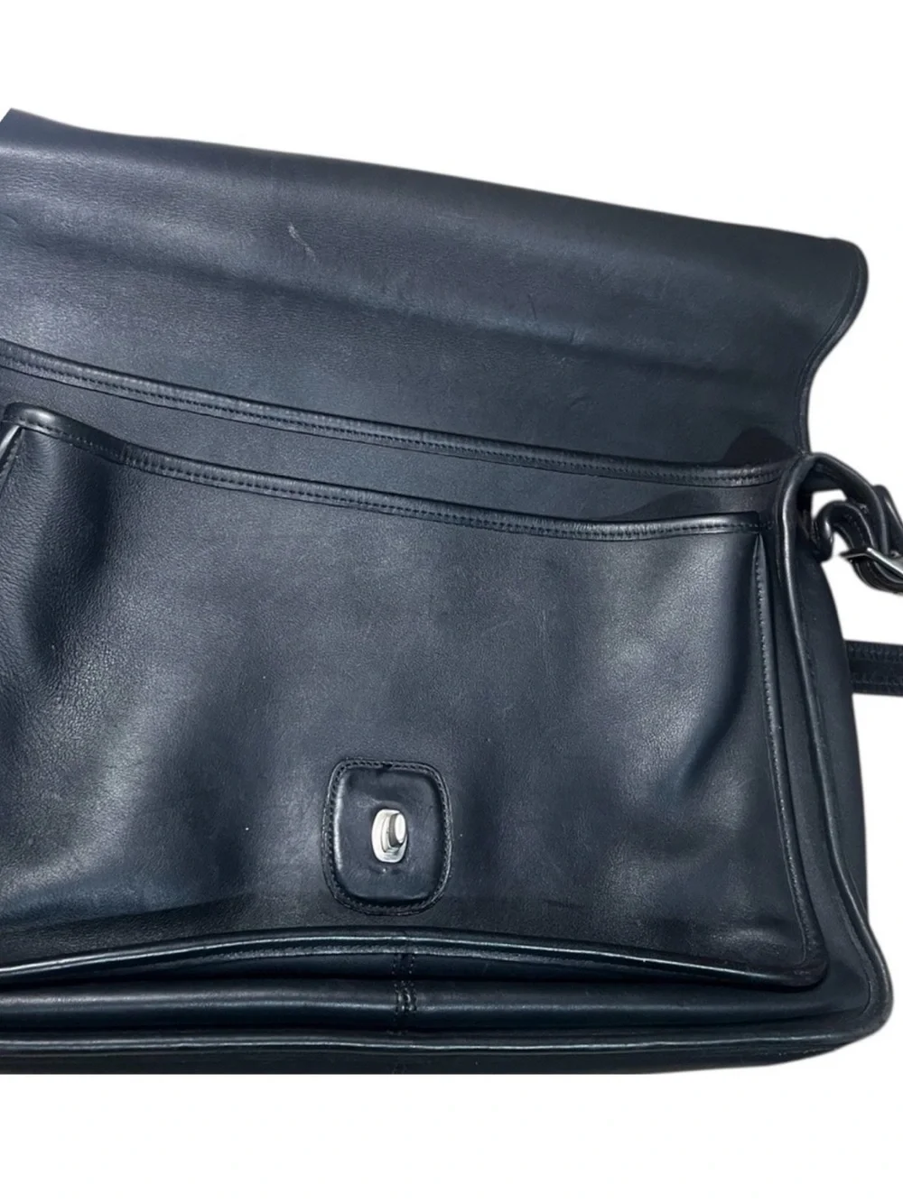 Coach Black Leather Briefcase with Top Handle and Strap